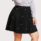 Shein Plus Pearl Beaded Boxed Pleated Skirt
