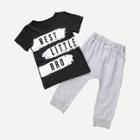 Shein Boys Letter Print Tee With Plain Pants