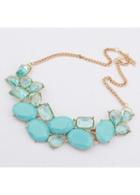 Rosewe Blue Geometric Bead Golden Chain Necklace