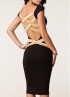 Rosewe Knee Length Cap Sleeve Cross Back Design Sheath Dress