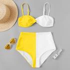 Shein Two Tone Twist Front Top With High Waist Bikini