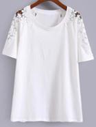 Shein Lace Insert White T-shirt