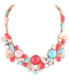 Shein Red Apricot Gemstone Gold Necklace