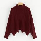 Shein Plus Mixed Knit Asymmetrical Hem Sweater