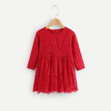 Shein Girls Lace Pleated Dress