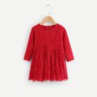 Shein Girls Lace Pleated Dress