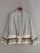 Shein Tassel Trimmed Tribal Print Coat