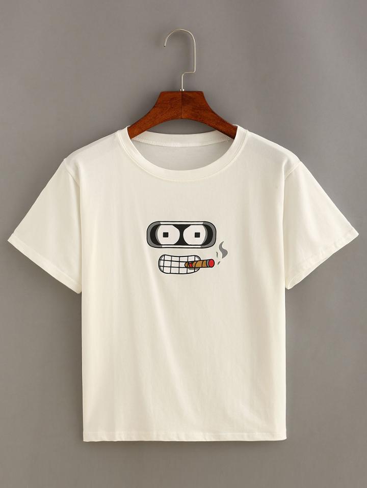 Shein Cartoon Print Short Sleeve T-shirt
