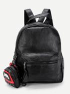 Shein Double Zipper Design Pu Backpack With Pendant