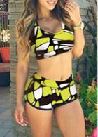 Rosewe Scoop Neck Racerback Printed Two Piece Swimwear