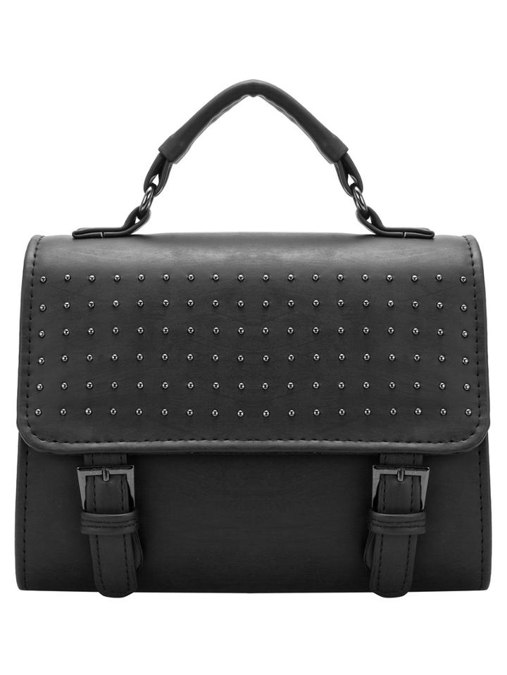 Shein Black Studded Magnetic Pu Shoulder Bag