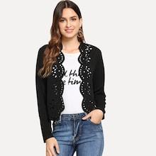 Shein Scallop Edge Laser Cut Coat