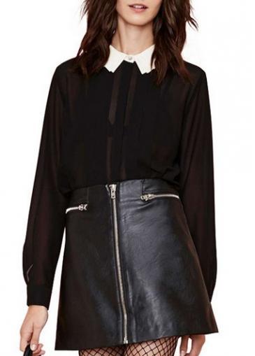 Rosewe New Arrival Long Sleeve Turndown Collar Black Shirt