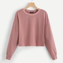 Shein Drop Shoulder Solid Crop Pullover