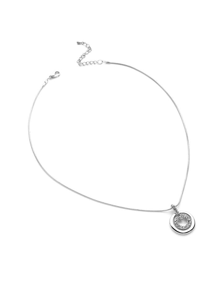 Shein Rhinestone Double Ring Pendant Necklace