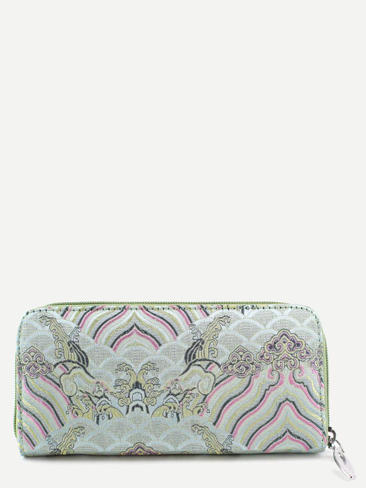 Shein Blue Tribal Embroidery Wallet