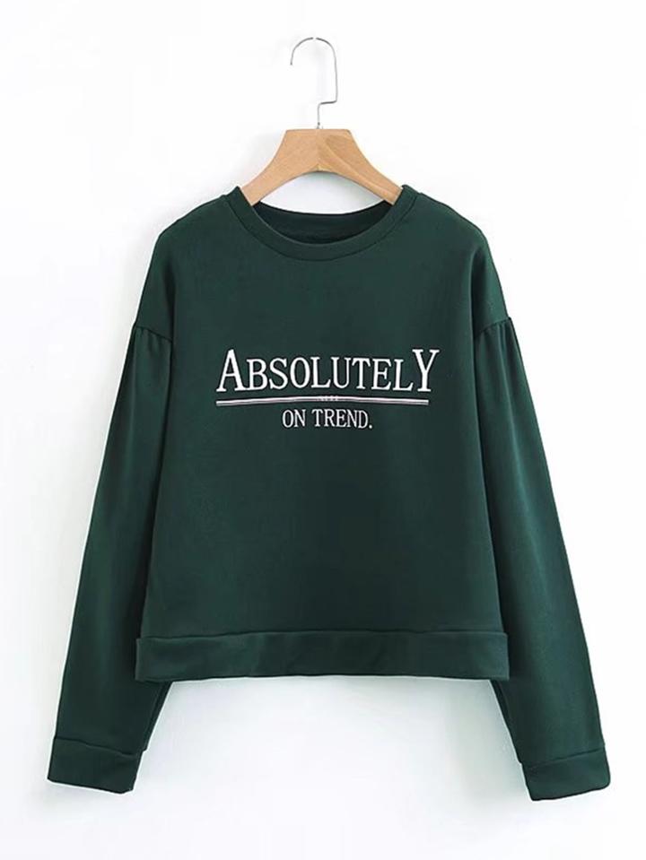Shein Slogan Print Oversized Sleeve Sweatshirt