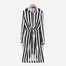Shein Contrast Stripe Twist Front Shirt Dress
