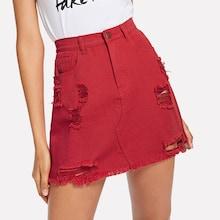 Shein Distressed Raw Hem Skirt