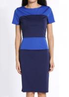 Rosewe Woman Essential Short Sleeve Round Neck Color Block Dress