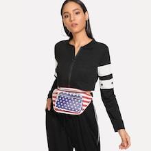 Shein Star Print Striped Bum Bag