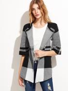 Shein Color Block Geo Pattern Elbow Sleeve Coat