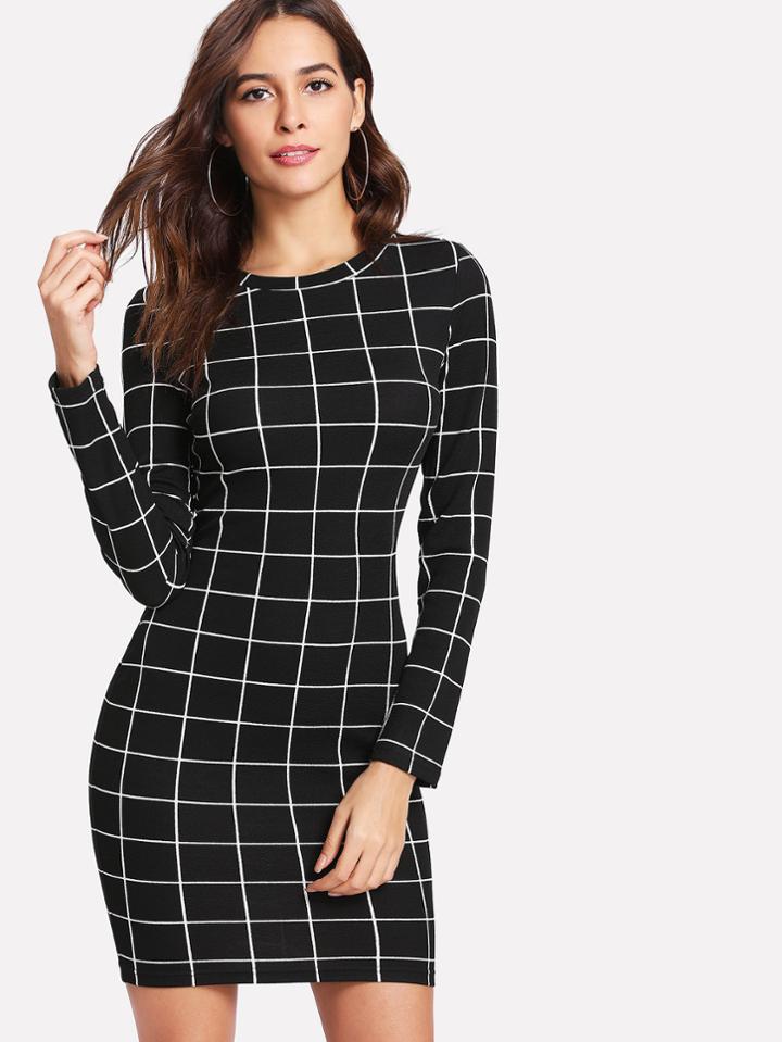 Shein Slim Fit Grid Dress