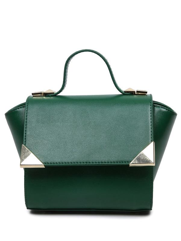 Shein Faux Leather Metal Corner Trapeze Bag