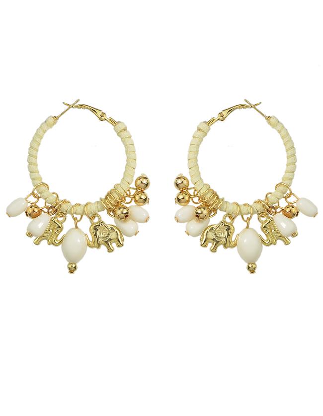 Shein White Hanging Beads Hoop Earrings