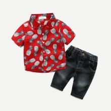 Shein Boys Pineapple Print Shirt With Pants
