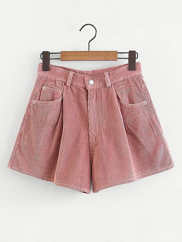Shein Solid Corduroy Wide Shorts