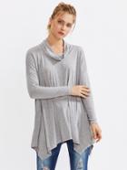 Shein Cowl Neck Drop Shoulder Hanky Hem Marled Tee