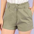 Shein Frill Waist Shorts With O-ring Belt