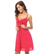 Shein Button Knot Front Polka Dot Cami Dress