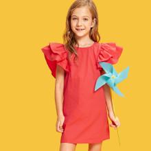 Shein Girls Layered Ruffle Sleeve Dress