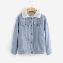 Shein Plus Shearling Lined Drop Shoulder Denim Jacket