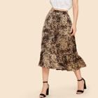 Shein Flounce Hem Leopard Skirt