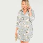 Shein Plus Surplice Neck Curved Hem Floral Dress