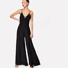 Shein Self Belted High Split Cami Jumpsuit