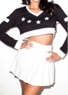 Rosewe Black Long Sleeve Star Print Crop Top