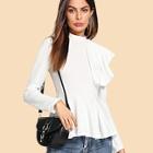 Shein Ruffle Trim Mock Peplum Top