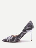Shein Grey Print Pointed Toe Stiletto Heels
