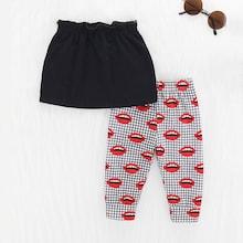 Shein Toddler Girls Halter Top With Lip Print Pants