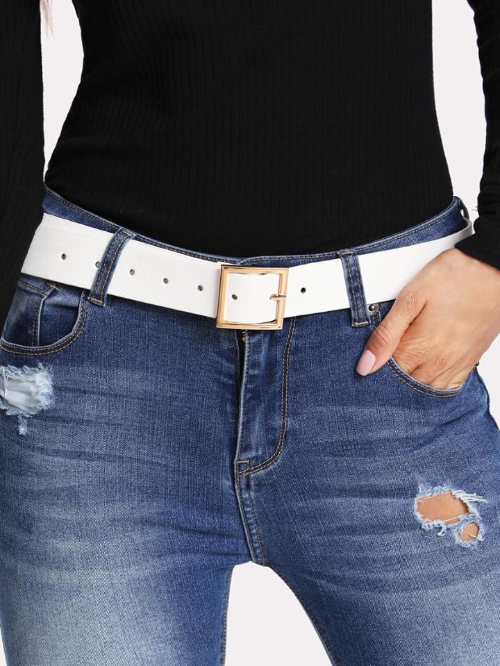 Shein Square Metal Buckle Belt