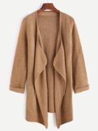 Shein Khaki Raglan Sleeve Drape Front Cuffed Coat