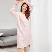 Shein Contrast Lace Ribbed Night Dress