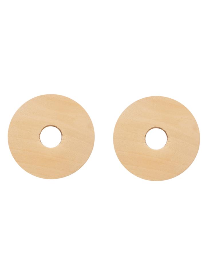 Shein Brown Hollow Out Round Wooden Stud Earrings