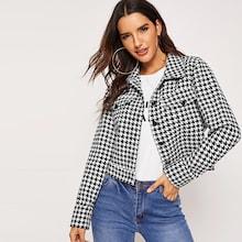 Shein Button Up Houndstooth Jacket