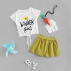 Shein Girls Letter Print Tunic Tee & Shorts Set
