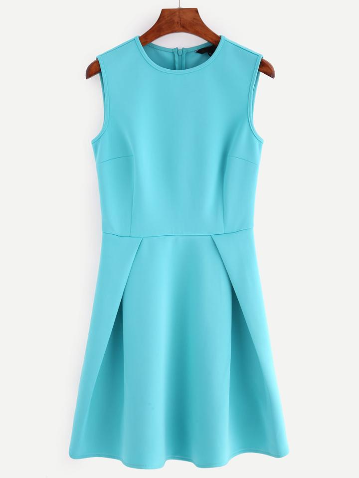Shein Blue Sleeveless Zipper Dress